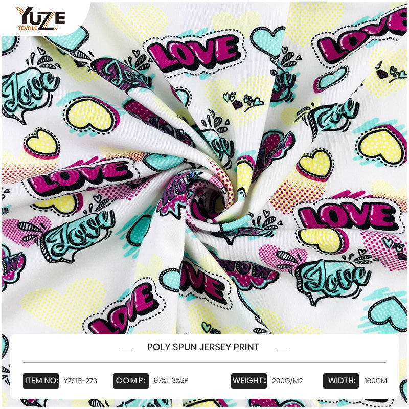 YZS18-273 Impressão de Jersey Poly Spun