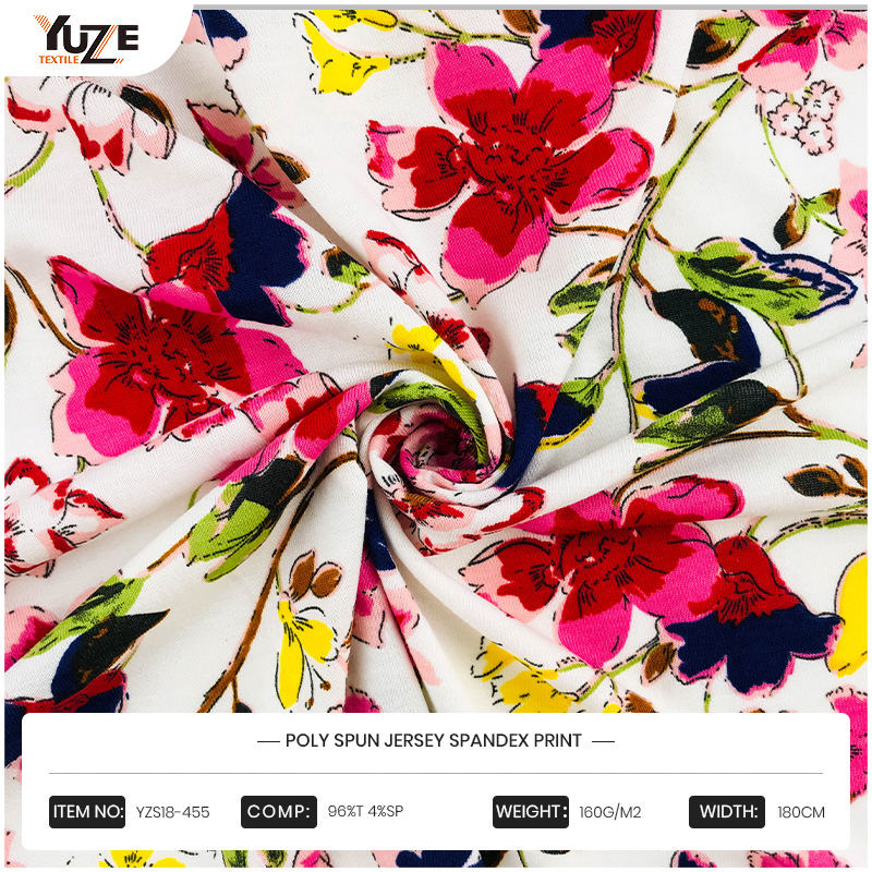 YZS18-455 Prinha de Jersey Poly Spun Spandex